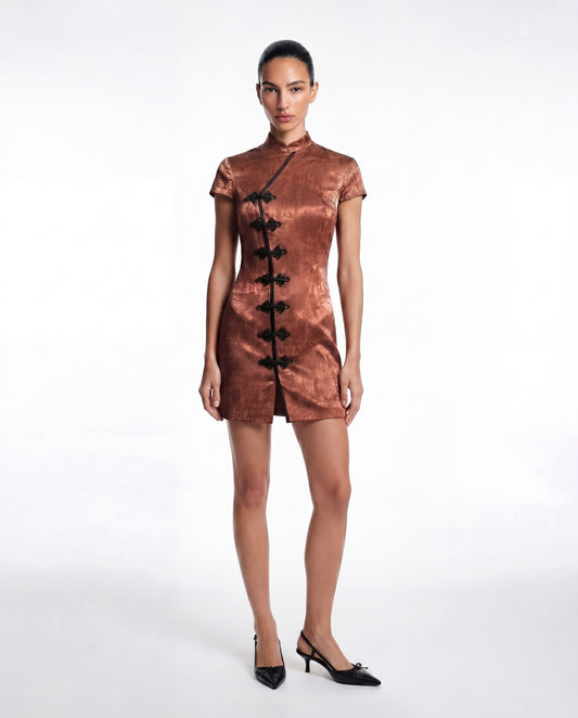 Yuna Qipao Dress Terracotta